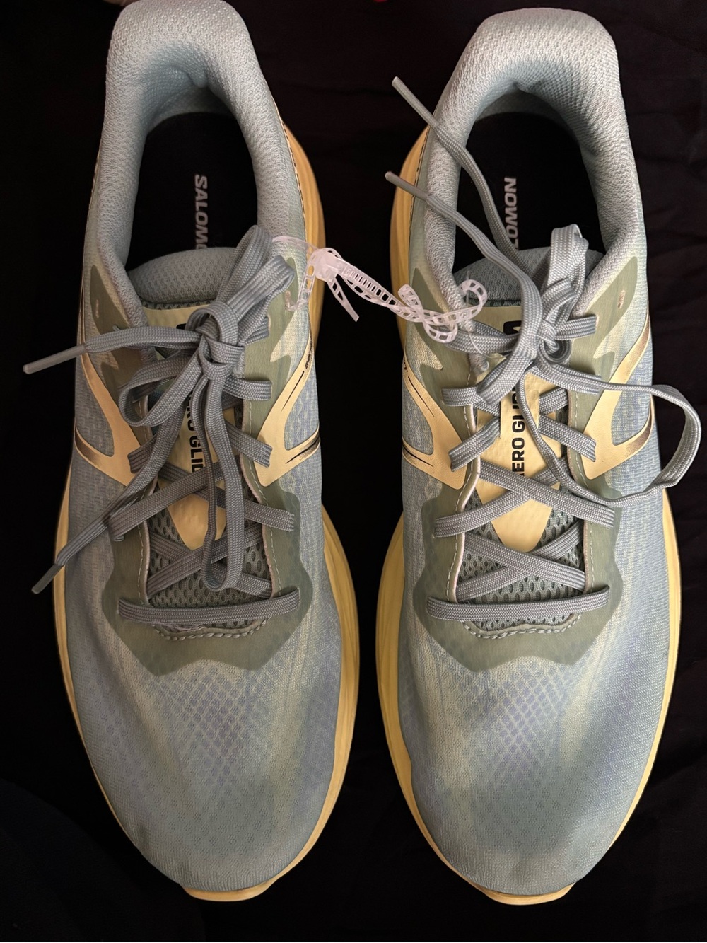 Salomon Light Blue and Pale Yellow Aero Glide Trainers